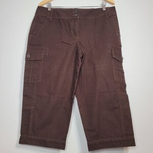 Ann Taylor LOFT Marisa Brown Cargo Cropped Pants Capris 100%cotton